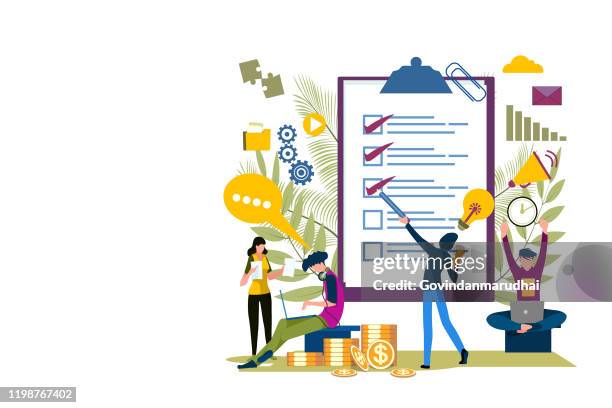 projects- plan and track projects - project management chart stock illustrations