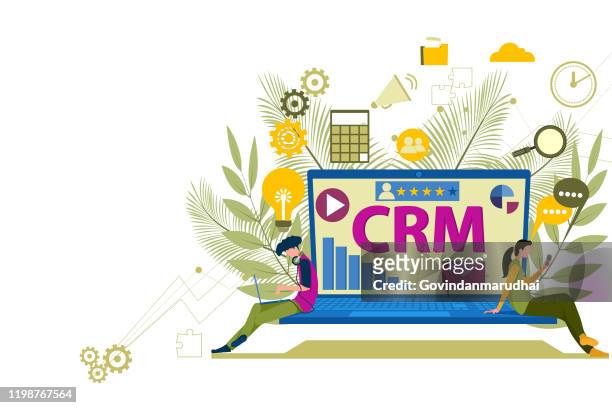 crm - kundenbeziehungsmanagement - kundenbeziehungsmanagement stock-grafiken, -clipart, -cartoons und -symbole