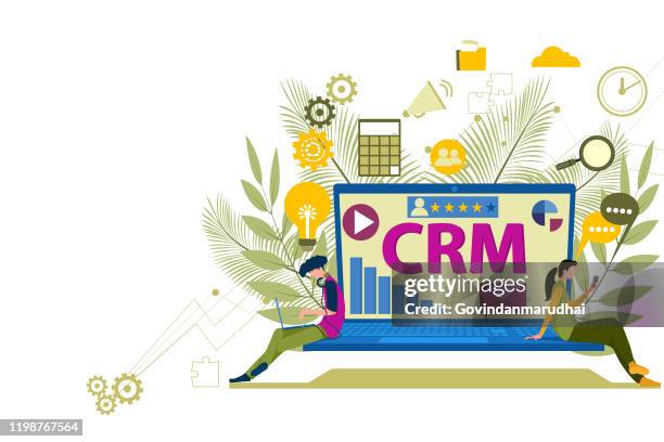 crm - customer relationship management - customer relationship management system stock illustrations
