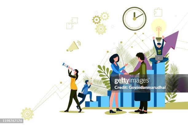 stockillustraties, clipart, cartoons en iconen met business management - professional business people banner