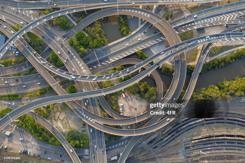 Highway Junction Intersection and Railroad Tracks, Brisbane, Australia