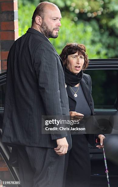 Janis Winehouse arrives for the cremation of Amy Winehouse at Golders Green Crematorium on July 26, 2011 in London, England.