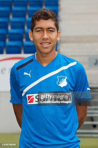 Roberto Firmino poses during the 1899 Hoffenheim team presentation at Rhein-Neckar Arena on July 26, 2011 in Sinsheim, Germany.