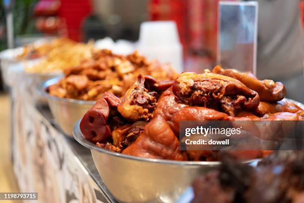 traditional chinese  food, cuisine, braised pig's trotters - trotter stock pictures, royalty-free photos & images