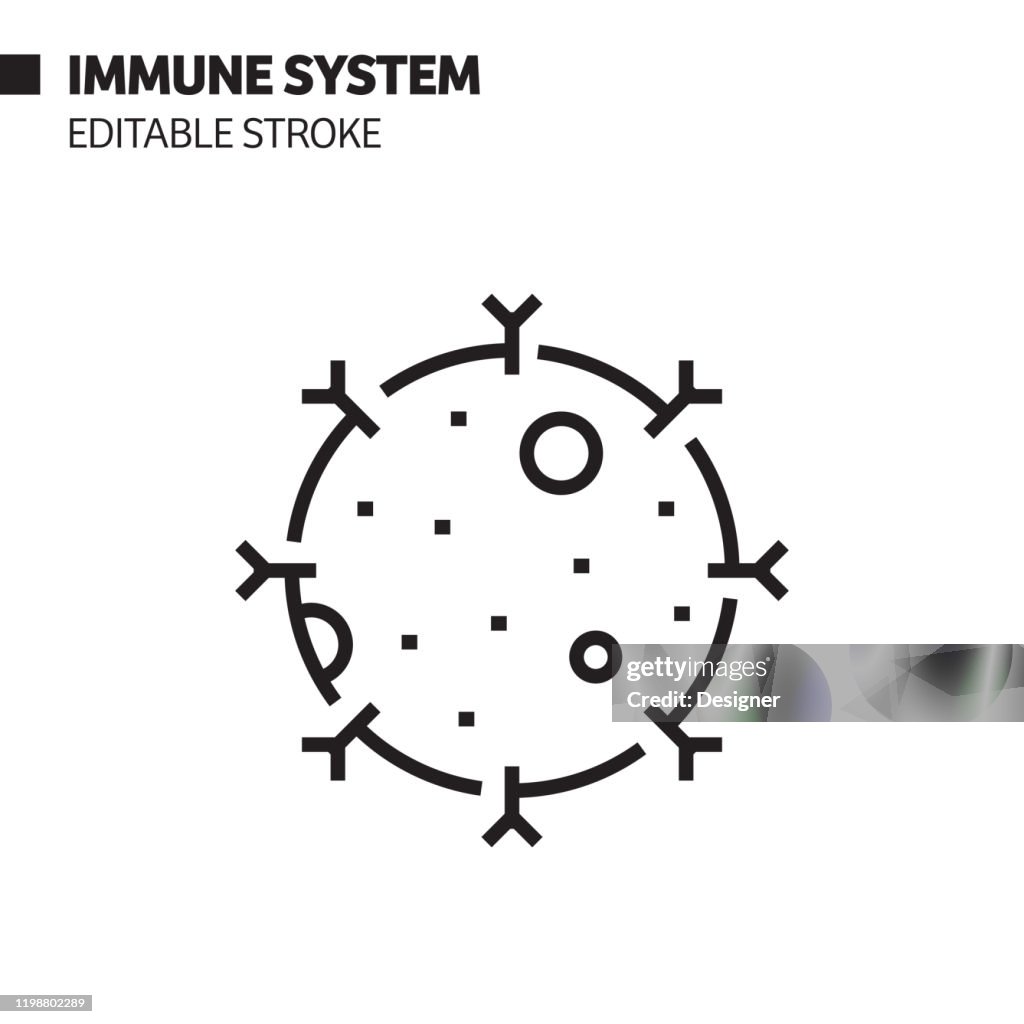 Immune System Line Icon, Outline Vector Symbol Illustration. Pixel Perfect, Editable Stroke.