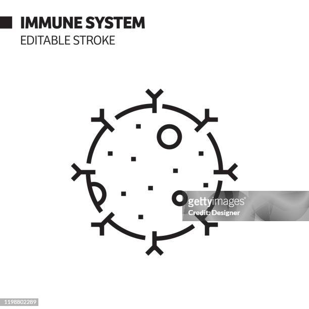 免疫系統線圖示，輪廓向量符號插圖。圖元完美，可編輯的描邊。 - immune system 幅插畫檔、美工圖案、卡通及圖標