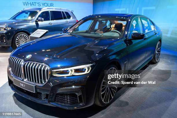 Series 745e plug-in hybrid luxury limousine"non display at Brussels Expo on January 9, 2020 in Brussels, Belgium. The BMW 7 of the G11-12 generation...