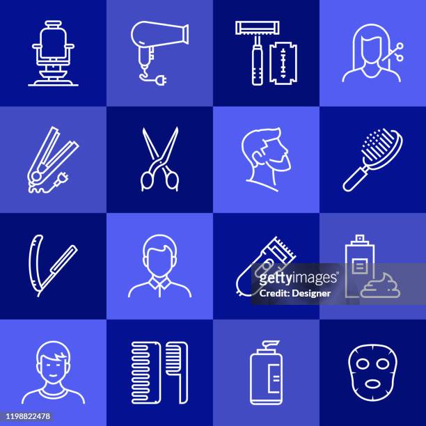 simple set of barber shop related vector line icons. outline symbol collection. - appearance icon stock illustrations