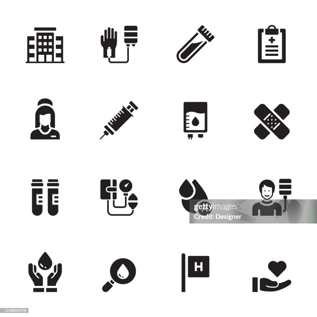 Simple Set of Blood Donation Related Vector Icons. Symbol Collection.