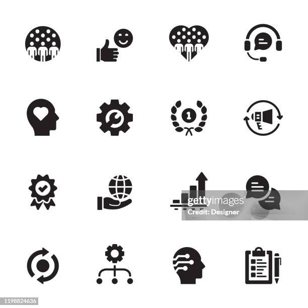 ilustrações, clipart, desenhos animados e ícones de conjunto simples de ícones vetor relacionados ao relacionamento com o cliente. coleção de símbolos - customer relationship management