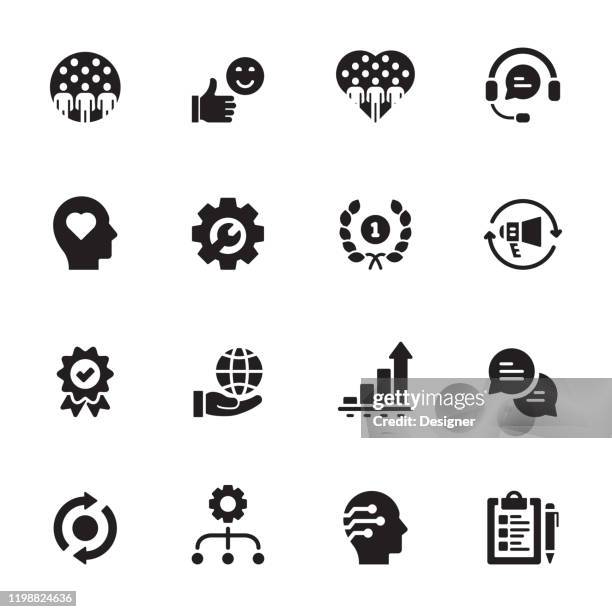 simple set of customer relationship related vector icons. symbol collection - client satisfaction guarantee stock illustrations