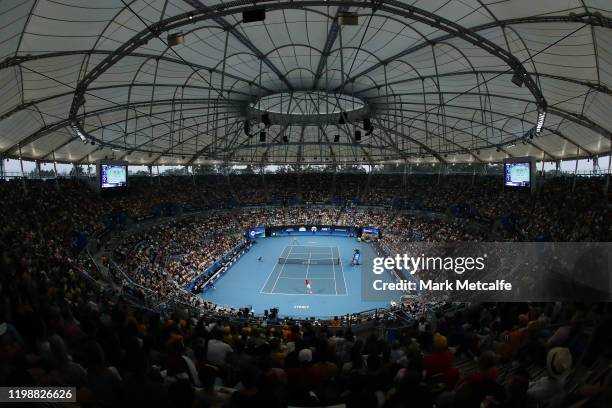 General view during the semi-final singles match between Nick Kyrgios of Australia and Roberto Bautista Agut of Spain during day nine of the 2020 ATP...