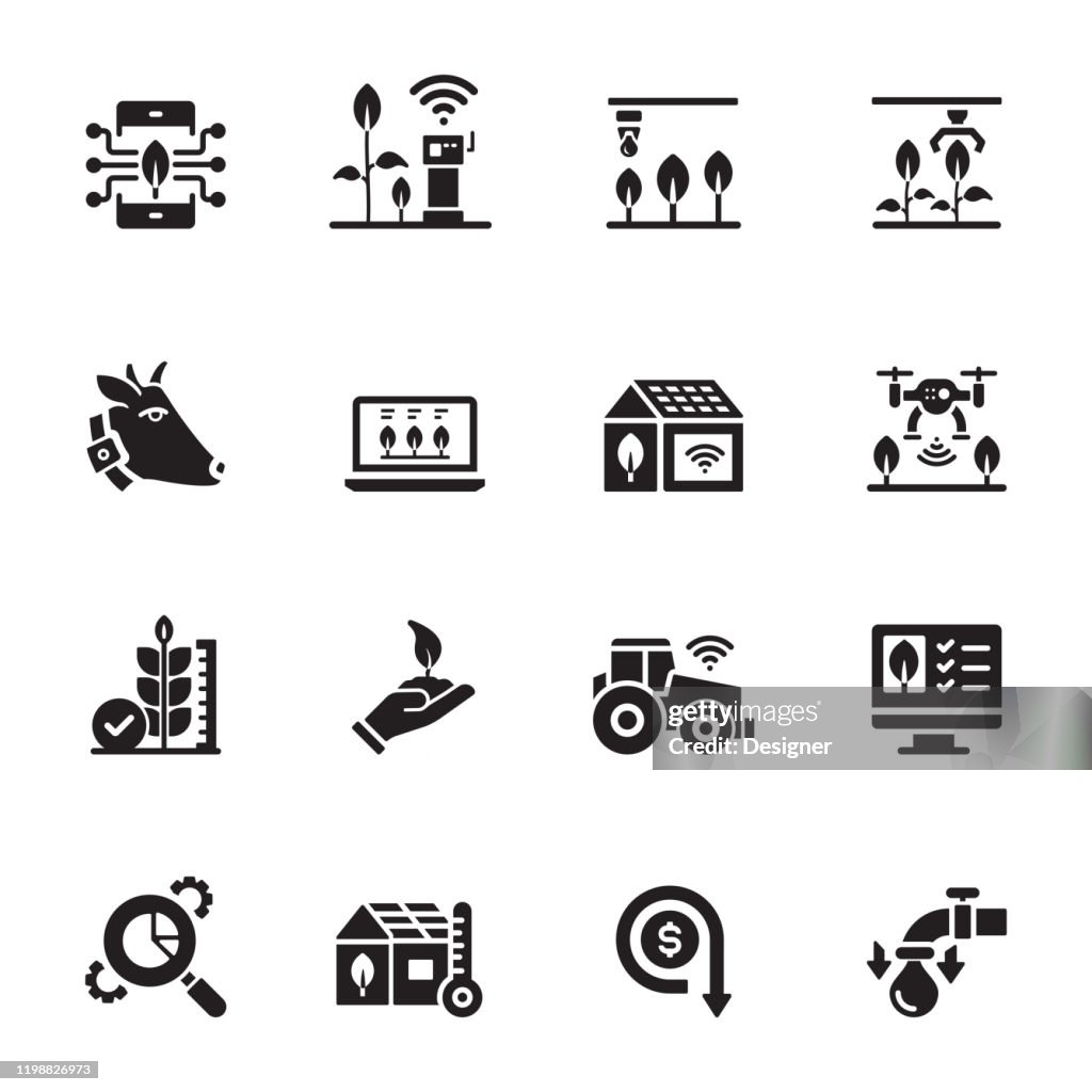 Simple Set of Smart Farm Related Vector Icons. Symbol Collection.