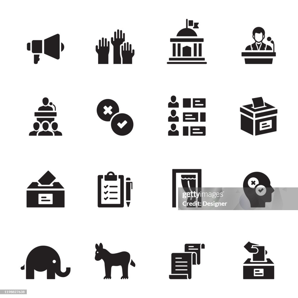 Simple Set of Election Related Vector Icons. Symbol Collection