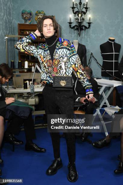 Chase Hudson is seen at Dolce & Gabbana Front Row during Milan Men's Fashion Week Fall/Winter 2020/2021 on January 11, 2020 in Milan, Italy.