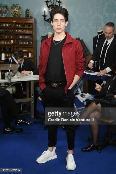 Diego Lazzari is seen at Dolce & Gabbana Front Row during Milan Men's Fashion Week Fall/Winter 2020/2021 on January 11, 2020 in Milan, Italy.
