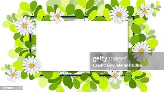 Note Background Pick Spring Spring Background And Green Leaves With Paper Card Note High-Res Vector ...