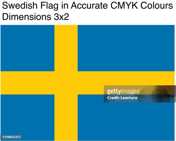 stockillustraties, clipart, cartoons en iconen met zweedse vlag in nauwkeurige cmyk-kleuren (afmetingen 3x2) - swedish culture