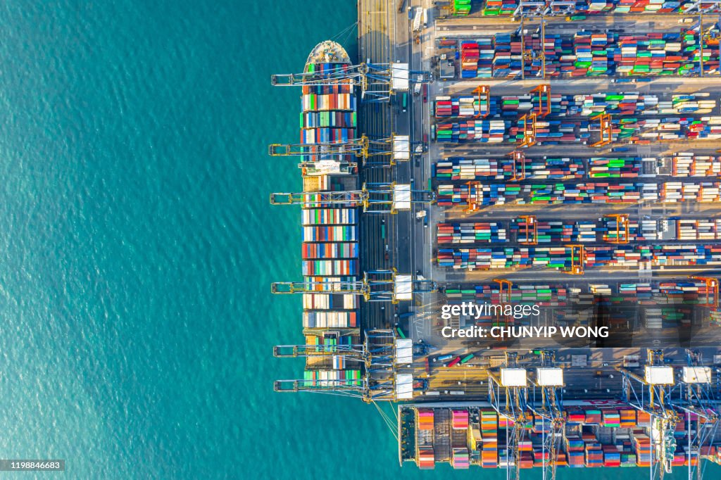 Container Cargo vrachtschip terminal in Hong Kong