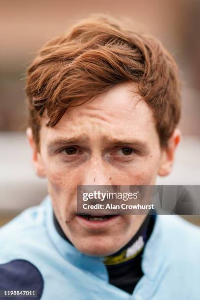 Sam Twiston-Davies poses at Warwick Racecourse on January 11, 2020 in Warwick, England.