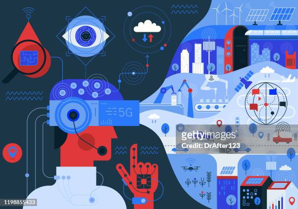 more connected world 5g - futuristic stock illustrations