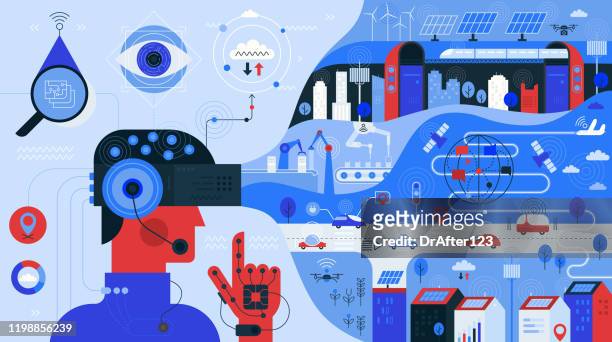 smarter faster more connected world - futuristic car stock illustrations