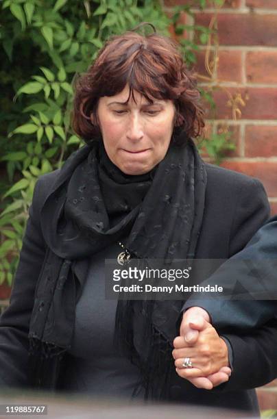 Janis Winehouse attends a service for the cremation of her daughter Amy Winehouse at Golders Green Crematorium on July 26, 2011 in London, England.