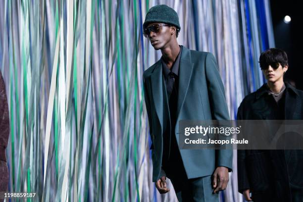 Model walks the runway at the Ermenegildo Zegna fashion show on January 10, 2020 in Milan, Italy.