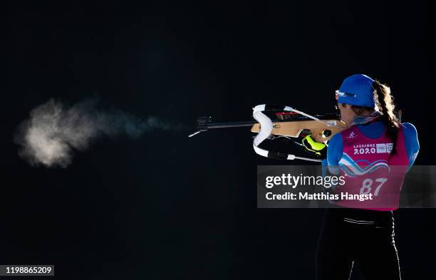 Konstantina Charalampidou of Greece warms up on the shooting range prior to the start of the Women’s 10km Individual race in Biathlon during day 2 of...