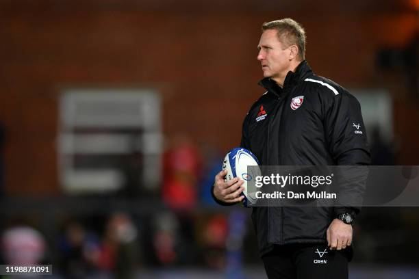Johan Ackermann, Head Coach of Gloucester looks on prior to the Heineken Champions Cup Round 5 match between Gloucester Rugby and Montpellier Herault...