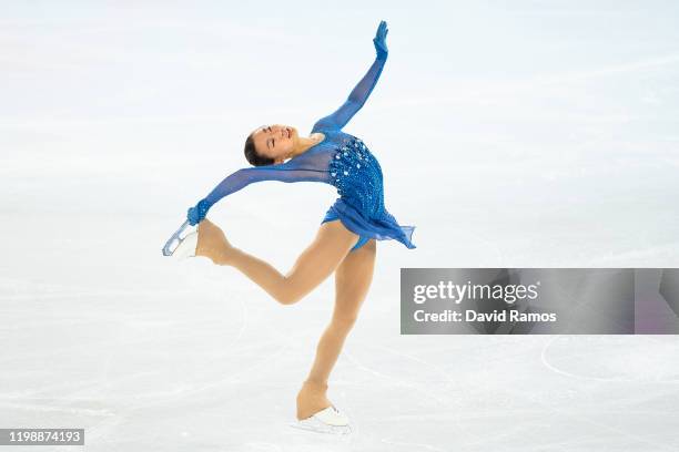 Audrey Shin of the United States competes in the Figure Skating Women Single Skating Short Program during day 2 of the Lausanne 2020 Winter Youth...