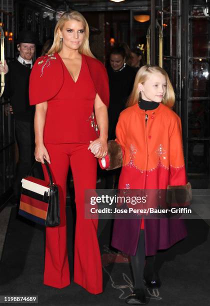 Jessica Simpson and her daughter Maxwell are seen on February 05, 2020 in New York City.