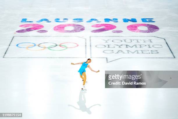 Kate Wang of the United States competes in the Figure Skating Women Single Skating Short Program during day 2 of the Lausanne 2020 Winter Youth...