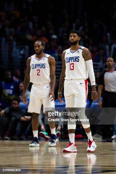 Clippers forward Kawhi Leonard and LA Clippers guard Paul George during the NBA regular season basketball game agains the San Antonio Spurs on...