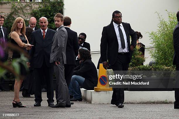 Amy Winehouse's manager Raye Cosbert attends her wake at Southgate Centre for Judaism on July 26, 2011 in London, United Kingdom.