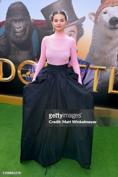 Selena Gomez attends the Premiere of Universal Pictures' "Dolittle" at Regency Village Theatre on January 11, 2020 in Westwood, California.