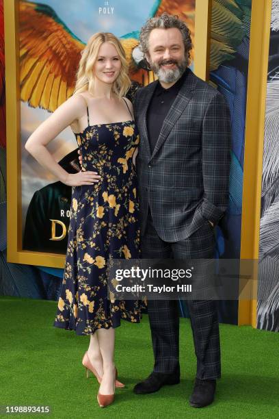 Anna Lundberg and Michael Sheen attend the world premiere of "Dolittle" at Regency Village Theatre on January 11, 2020 in Westwood, California.