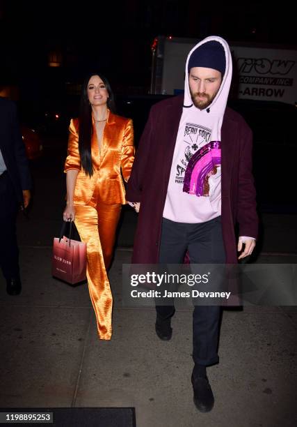 Kacey Musgraves and Ruston Kelly seen on the streets of Manhattan on February 5, 2020 in New York City.