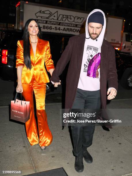 Kacey Musgraves and Ruston Kelly are seen on February 05, 2020 in New York City.