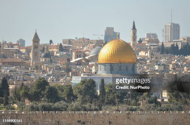 General view of the Old City of Jerusalem with its Dome of the Rock mosque in the centre, seen from the Mount of Olives. On Wednesday, February 5 in...