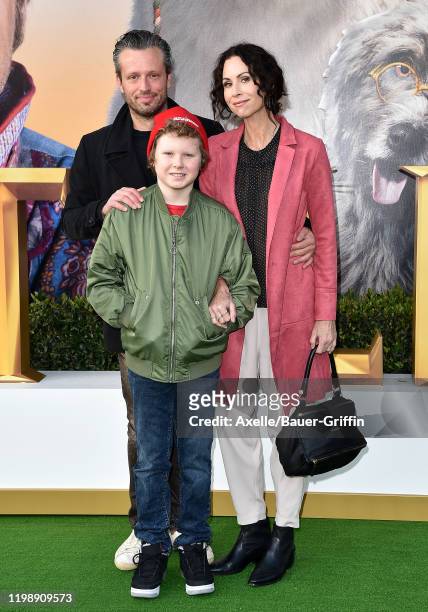 Minnie Driver, Addison O'Dea and Henry Story Driver attend the premiere of Universal Pictures' "Dolittle" at Regency Village Theatre on January 11,...