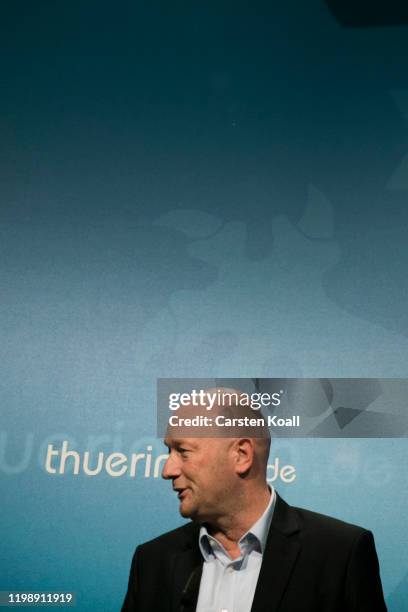 Newly elected Prime Minister of Thuringia Thomas Kemmerich, of the Free Democratic Party addresses a press conference on February 6, 2020 in Erfurt,...