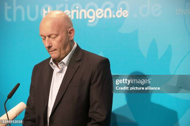 February 2020, Thuringia, Erfurt: Thomas Kemmerich , Minister President of Thuringia, gives a statement at the Seed Office. The FDP candidate...