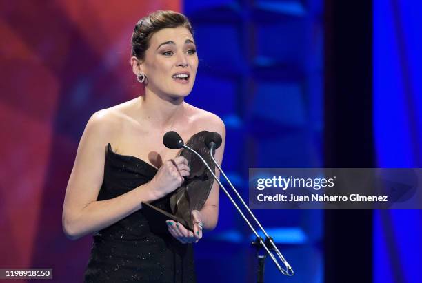 Marta Nieto poses in the Press Room after winning the Best actrees Award during Jose Maria Forque Awards 2020 at Ifema on January 11, 2020 in Madrid,...