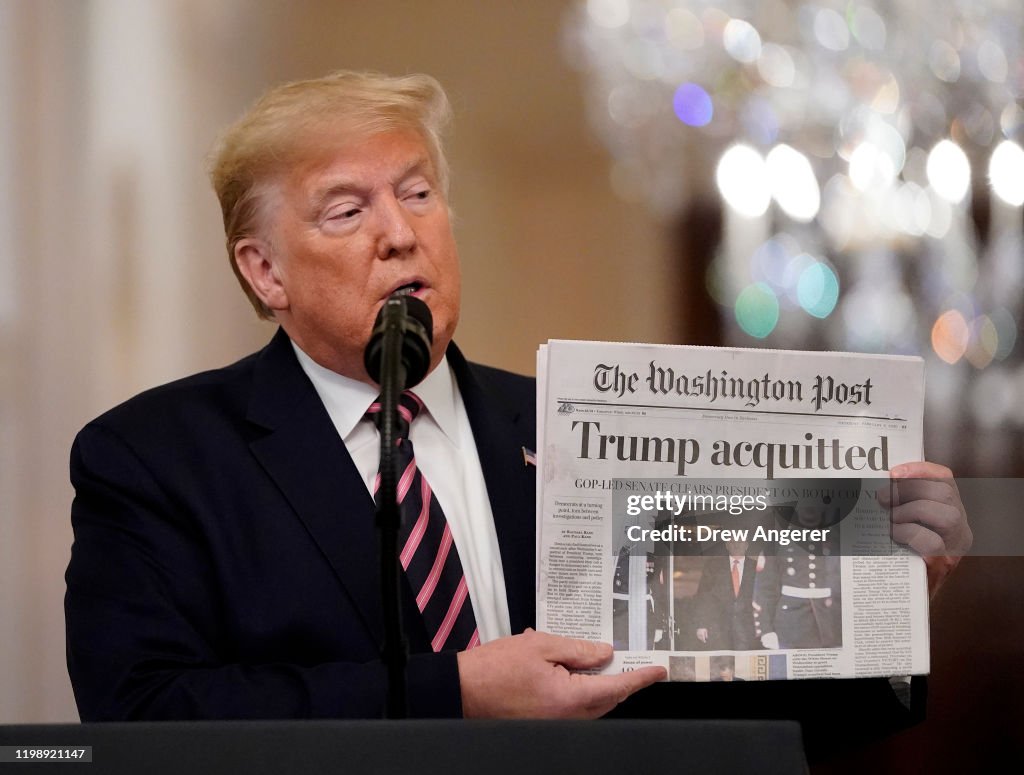 President Trump Delivers Statement On Senate Impeachment Trial's Acquittal