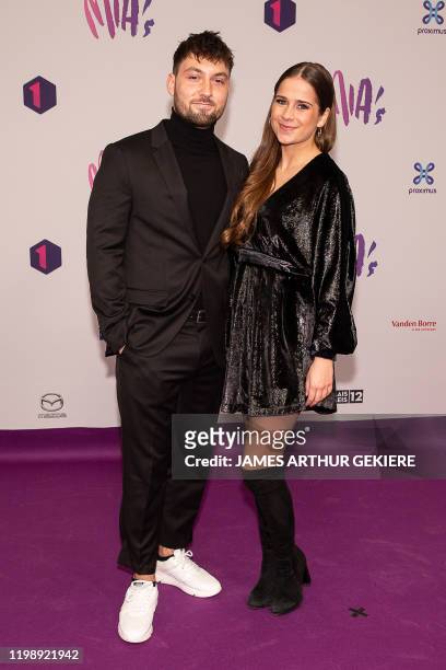 Singer Laura Tesoro and her boyfriend Jordan pictured during the 13th edition of the MIA's award show, in Brussels, Thursday 06 February 2020. The...