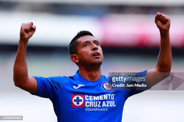 Elias Hernandez of Cruz Azul celebrates after scoring the first goal of his team during the 1st round match between Cruz Azul and Atlas as part of...