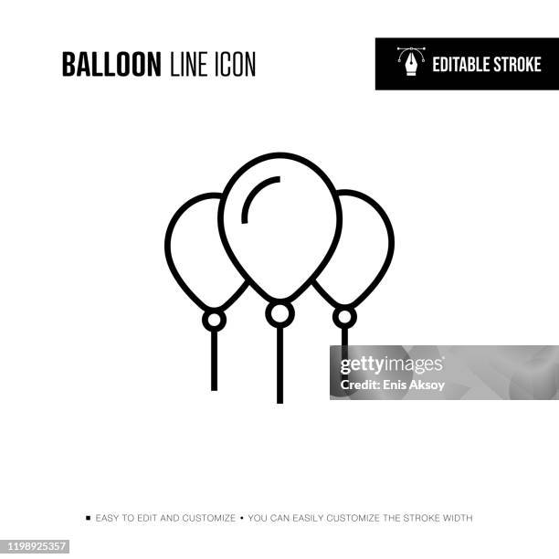 balloon line icon - editable stroke - balloon vector stock illustrations