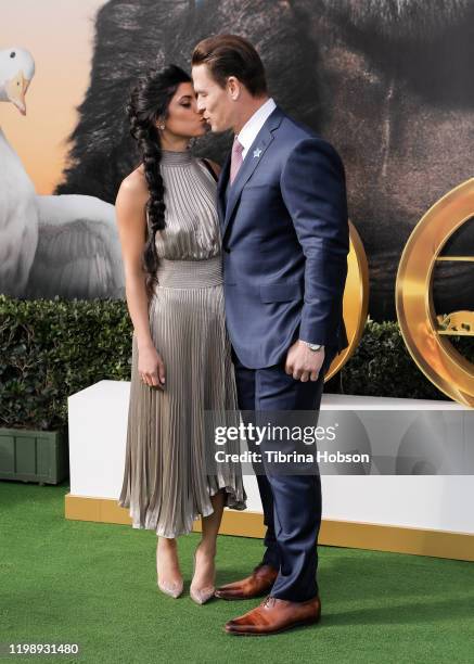 Shay Shariatzadeh and John Cena attend the Premiere of Universal Pictures' "Dolittle" at Regency Village Theatre on January 11, 2020 in Westwood,...