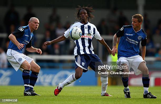 Romaine Sawyers of West Bromwich Albion in action during the pre season friendly match between Rochdale and West Bromwich Albion at Spotland Stadium...